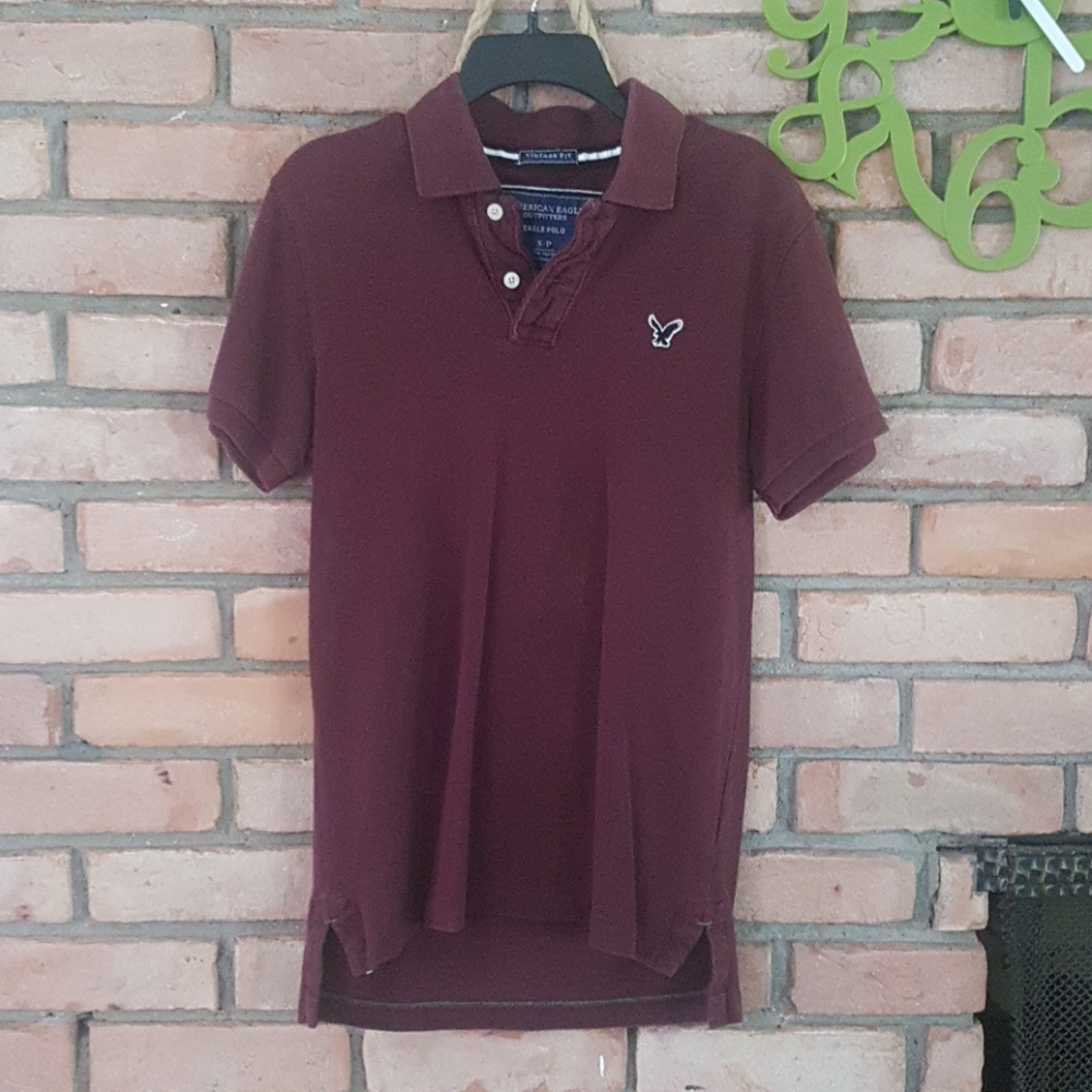 Comfy Maroon Vintage Fit American Eagle Polo Shirt
